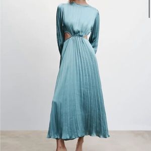 Mango Pleated Satin Dress